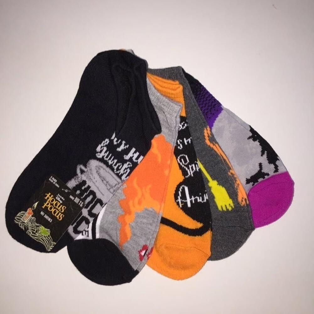 5 PAIR HOCUS POCUS HALLOWEEN NO SHOW SOCKS NEW